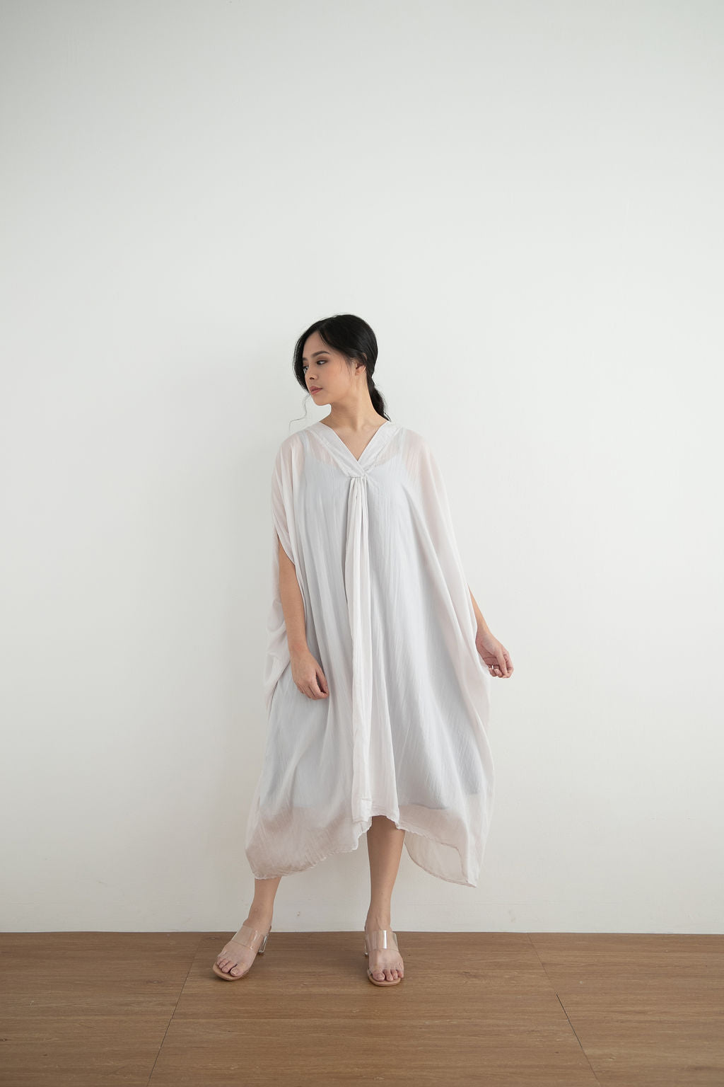Amity Dress in Silver White