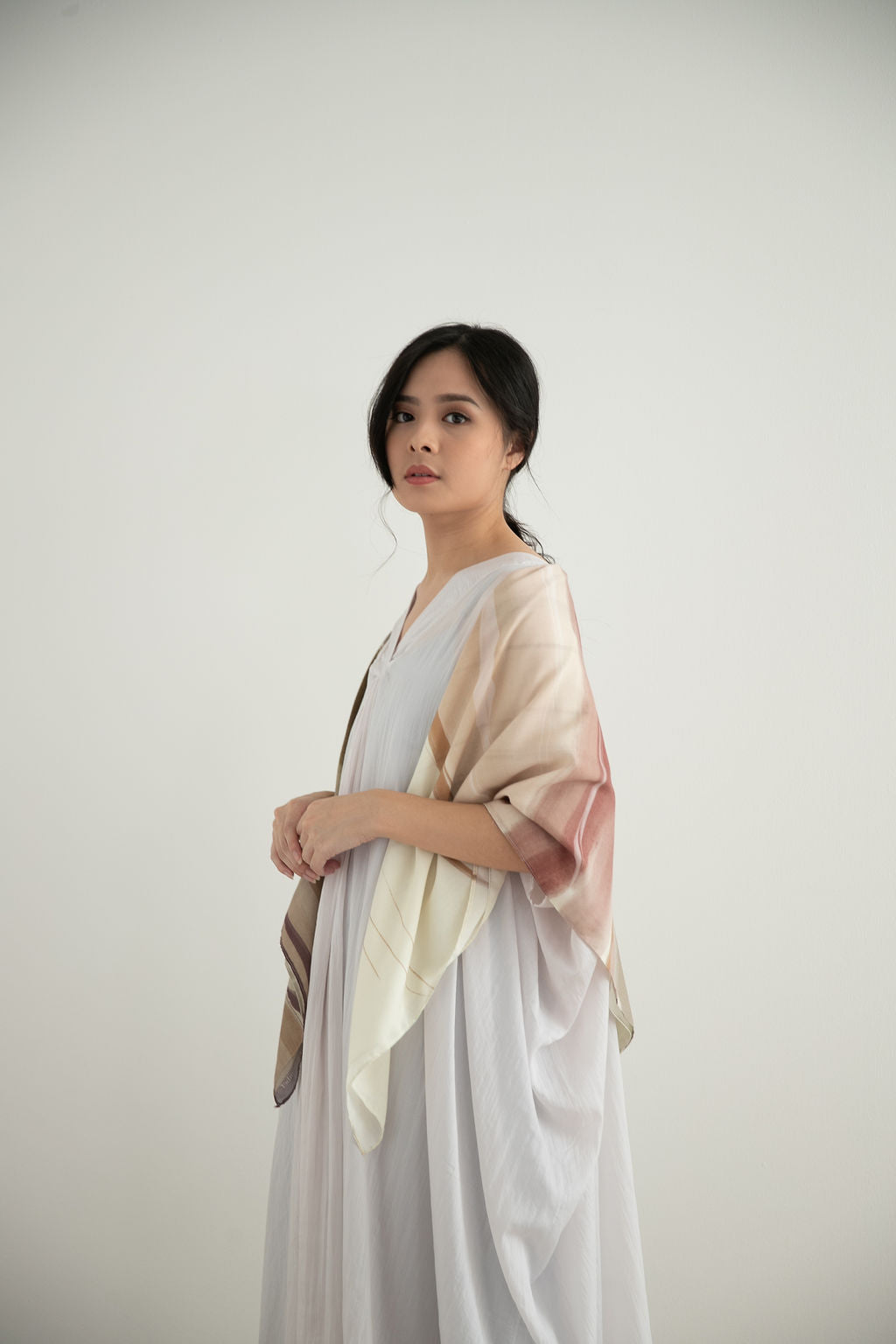 Amity Dress in Silver White